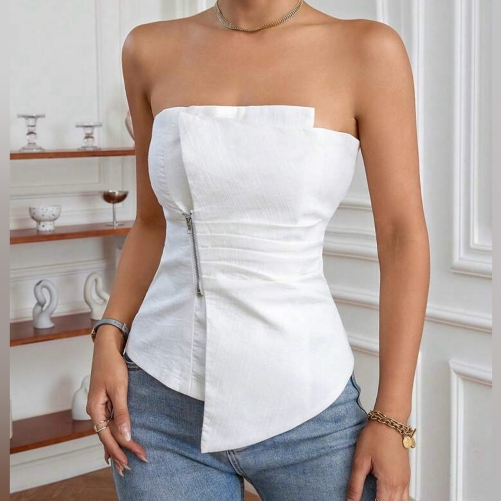 White zip bustier - NWOT